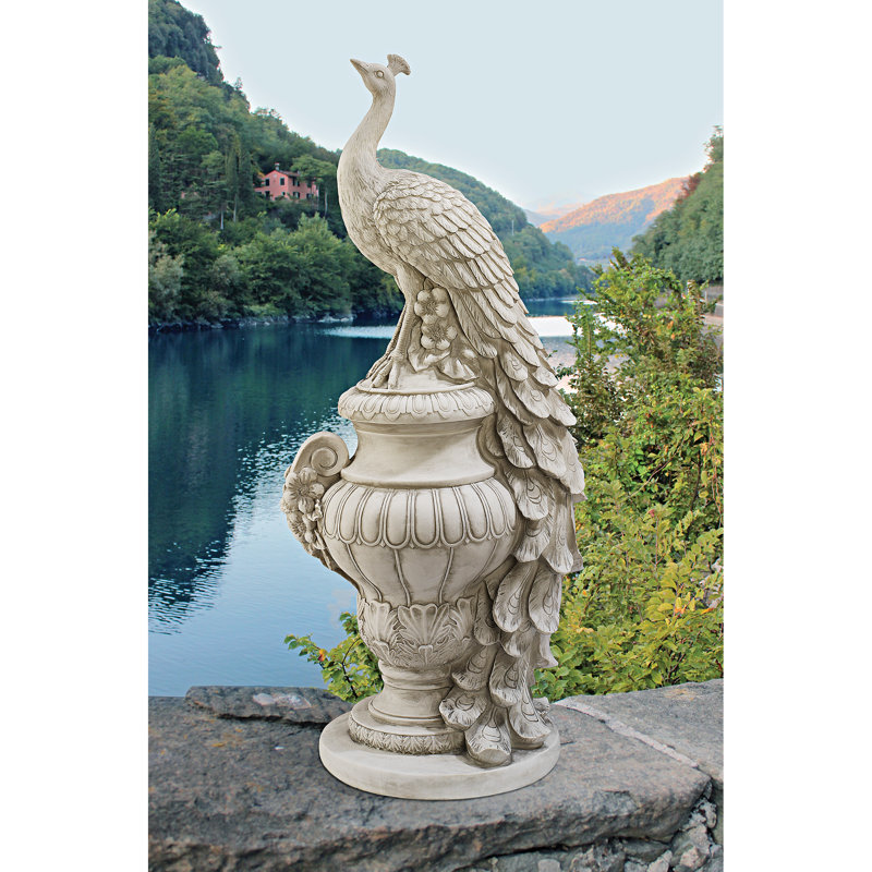 Design Toscano Staverden Castle Peacock on an Urn Garden Statue